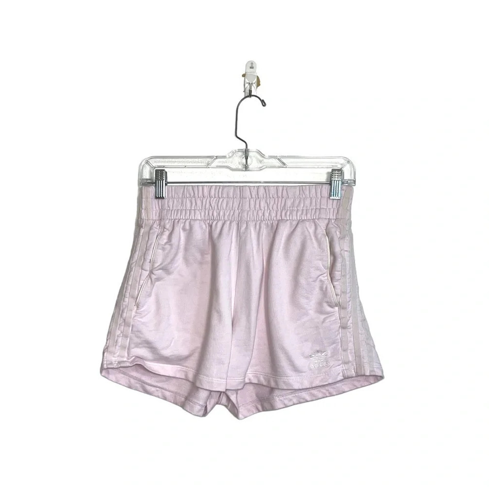 Adidas Essential Slim 3-Stripes 100% Cotton Lilac Purple Shorts Medium Women’s